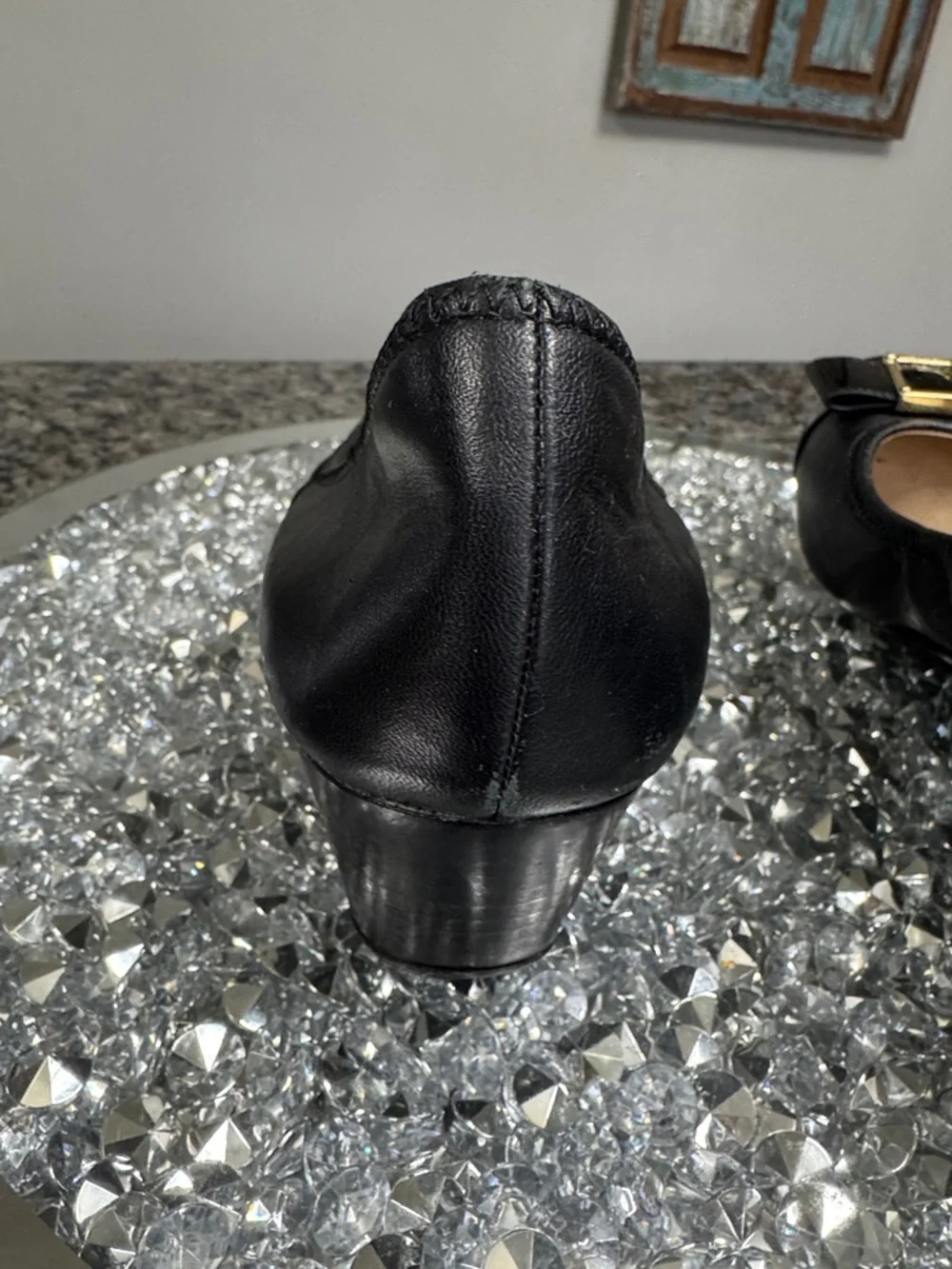 Cole Haan Black leather Wedge ballet Flats with Gold Bow Detail 9